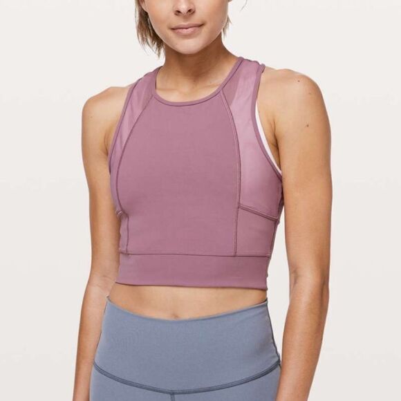 Lululemon Laser Speed Train Crop Tank Top Mesh Workout Top In Purple Figue - Picture 1 of 7